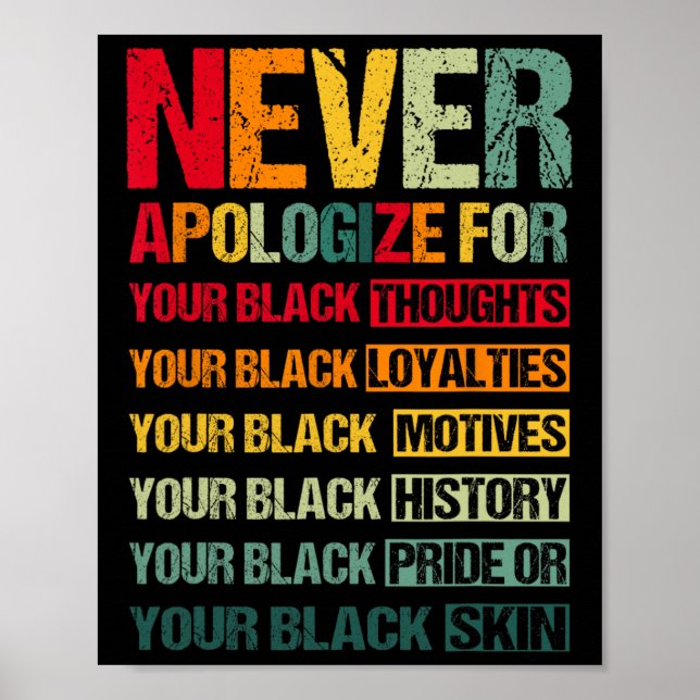 Never Apologize For Your Blackness Black History M Poster (Front)
