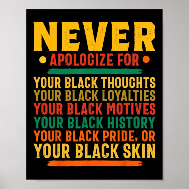 Never Apologize For Your Blackness - Black History Poster (Front)