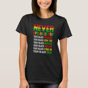 Never Apologize For Your Blackness Black History T-Shirt