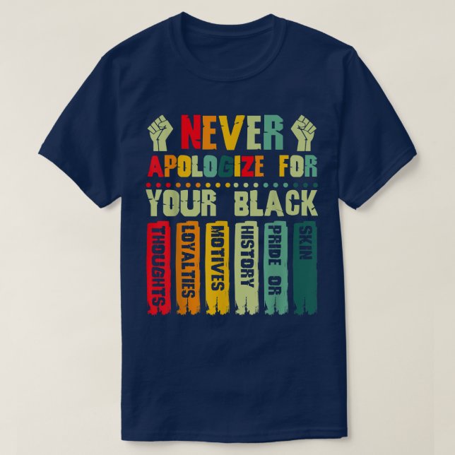 Never Apologize For Your Blackness Juneteenth Blac T-Shirt (Design Front)