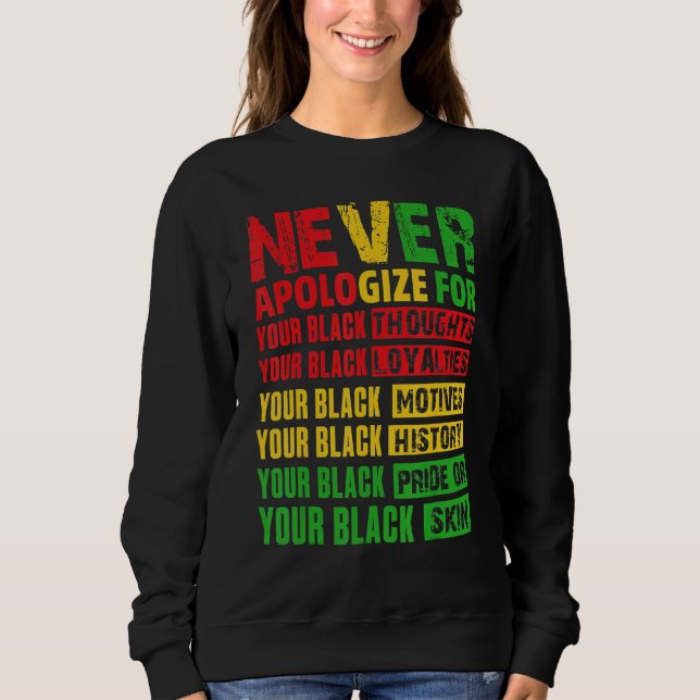 Never Apologize Your Black History Month African A Sweatshirt (Front)