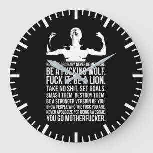 Never Be Ordinary - Women's Fitness Motivational Large Clock