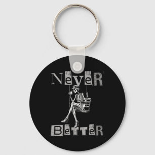 Never Better Skeleton Messy Bun Drinking Coffee Co Key Ring