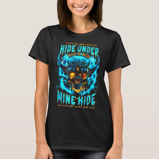 Never Better Skeleton Messy Bun Drinking Coffee Me T-Shirt (Front)