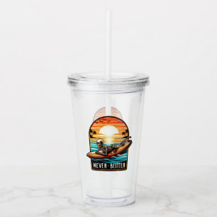 Never Better - Skeleton Surfing Sunset Wave Acrylic Tumbler