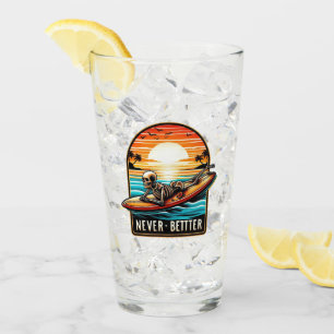 Never Better - Skeleton Surfing Sunset Wave Glass