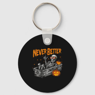 Never Better Skull Skeleton In The Coffin Hallowee Key Ring