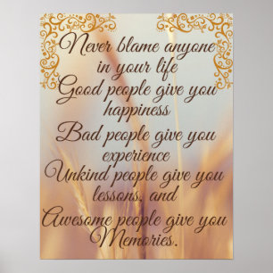 Never blame anyone in life wood wall art
