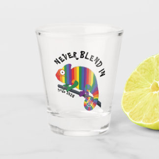 Never Blend In Rainbow Chameleon Pride Shot Glass