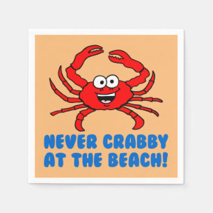 Never Crabby At The Beach Napkin