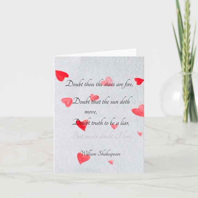 "Never Doubt I Love," Shakespeare Card (Front)