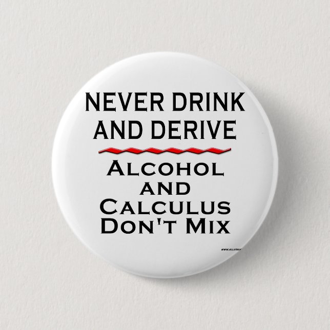 Never Drink and Derive 6 Cm Round Badge (Front)