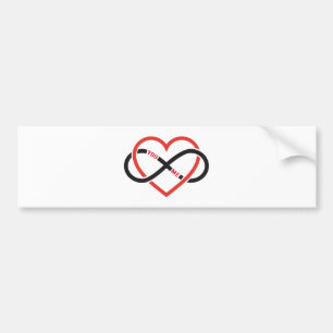 never ending love, red heart with infinity sign bumper sticker