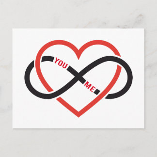 never ending love, red heart with infinity sign postcard