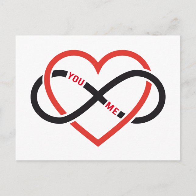 never ending love, red heart with infinity sign postcard (Front)