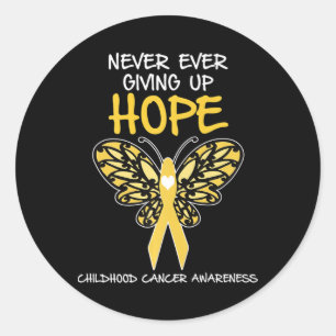 Never Ever Giving Up Hope Childhood Cancer Awarene Classic Round Sticker