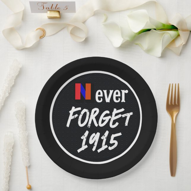 Never Forget 1915 Paper Plate (Wedding)