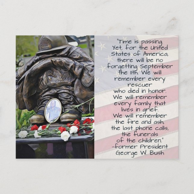 Never Forget 911 September 11th Memorabilia Postcard (Front)