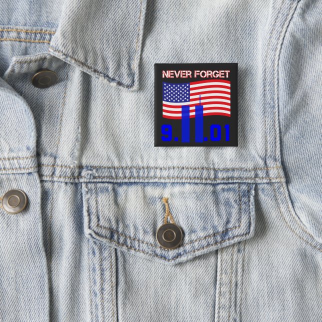 Never forget 9/11 15 cm square badge (In Situ)