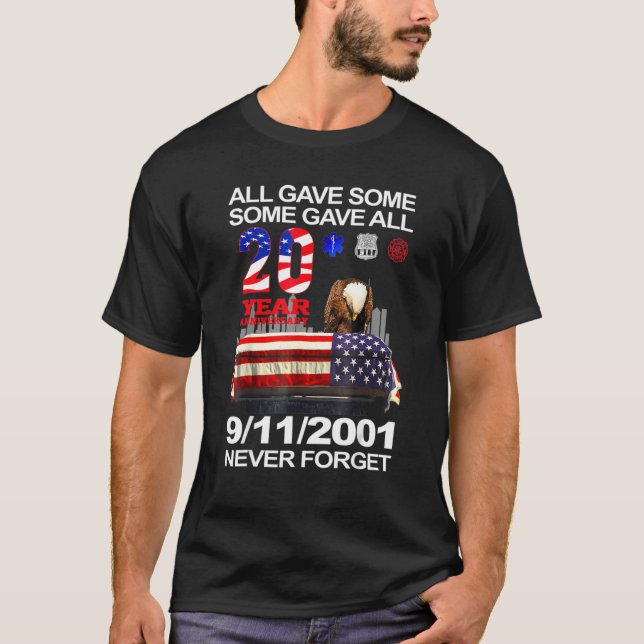 Never Forget 9 11 2001 20th Anniversary Firefighte T-Shirt (Front)