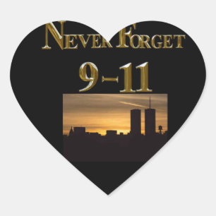 NEVER FORGET 9-11 HEART STICKER