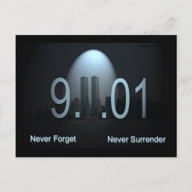 Never Forget 9/11 Postcard (Front)