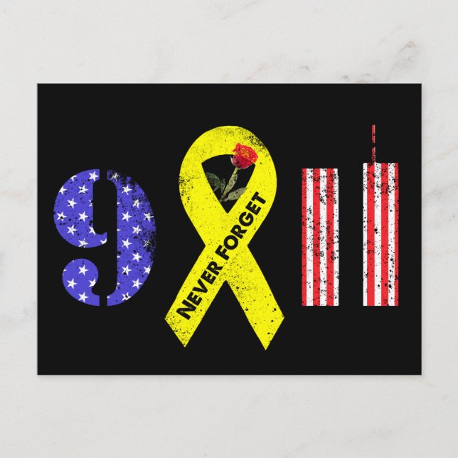 Never Forget 9 11 Yellow Ribbon Postcard (Front)