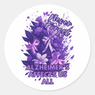 Never Forget Alzheimer's Affects Us All - End Alz  Classic Round Sticker