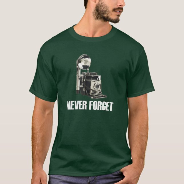 Never Forget Antique Camera Dark T-Shirt (Front)