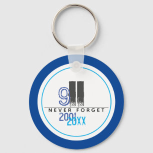 Never Forget Blue 911  World Trade Centre Key Ring