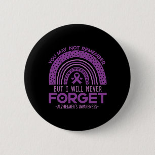 Never Forget Dementia Patients Purple Ribbon 6 Cm Round Badge