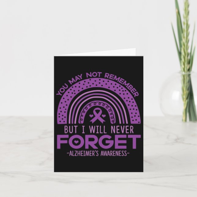 Never Forget Dementia Patients Purple Ribbon  Card (Front)