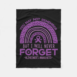Never Forget Dementia Patients Purple Ribbon Fleece Blanket