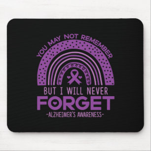 Never Forget Dementia Patients Purple Ribbon  Mouse Pad