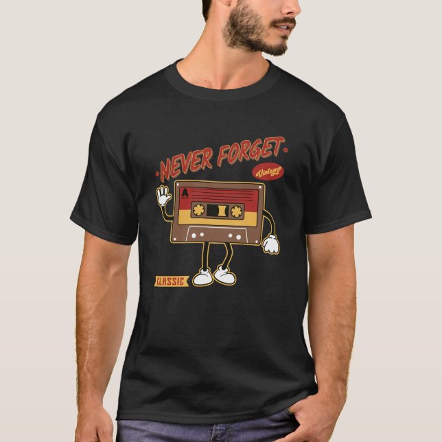 Never Forget Floppy Disc VHS Tape Cassette Tape T-Shirt (Front)