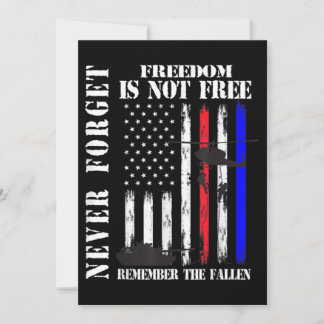Never forget freedom isn't free veteran memorial d invitation