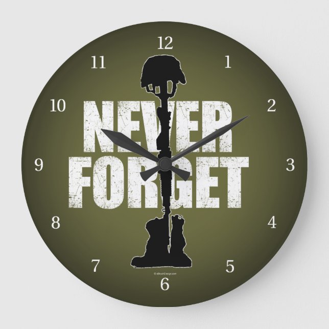 Never Forget (Memorial Day) Large Clock (Front)