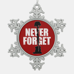 Never Forget (Memorial Day) Snowflake Pewter Christmas Ornament