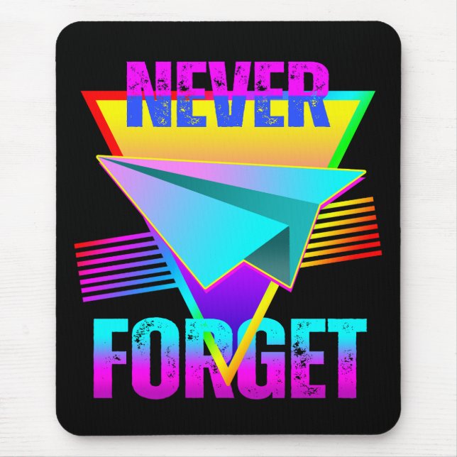 Never Forget Paper Aeroplane Mouse Pad (Front)