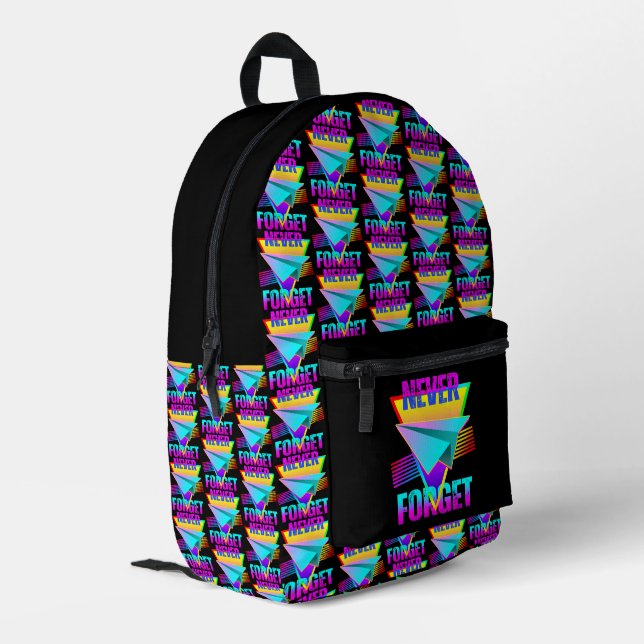 Never Forget Paper Aeroplane Printed Backpack (Back Corner Left)
