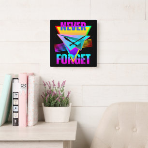 Never Forget Paper Aeroplane Square Wall Clock