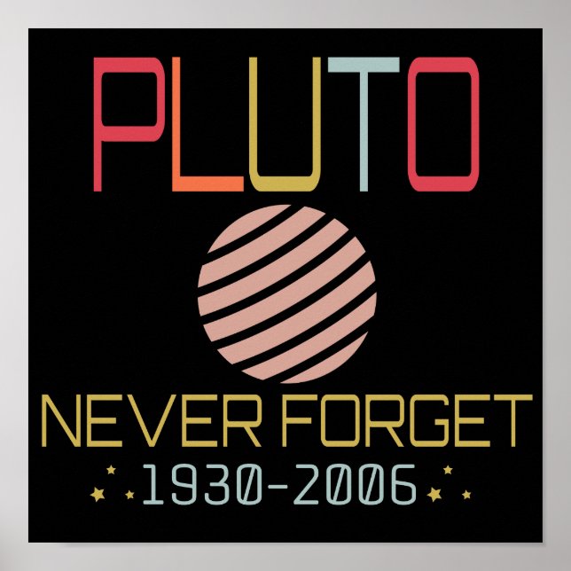 Never Forget Pluto Retro Funny Space, Science Poster (Front)