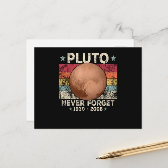 Never Forget Pluto Retro Space Science Postcard (Front/Back In Situ)