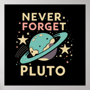 Never Forget Pluto Space Science Poster