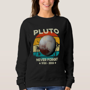 Never Forget Pluto Vintage Retro Graphic Space Sci Sweatshirt