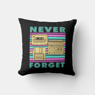 Never Forget Retro 80s Technology Boom Box Gen X  Cushion
