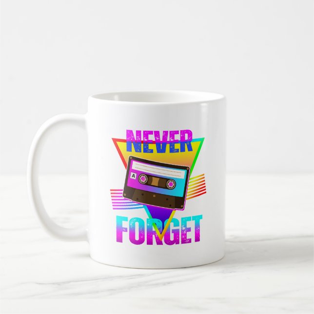 Never Forget Retro Cassette Tape Recorder Coffee Mug (Left)