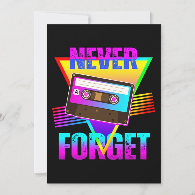 Never Forget Retro Cassette Tape Recorder Invitation (Front)