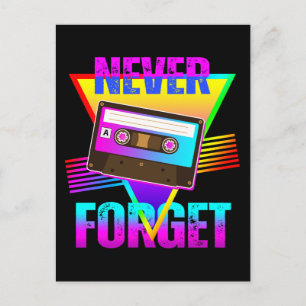 Never Forget Retro Cassette Tape Recorder Postcard