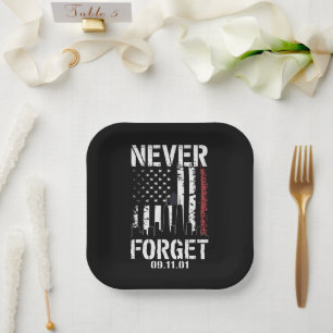 Never Forget September 11 2001 Memorial Day Paper Plate